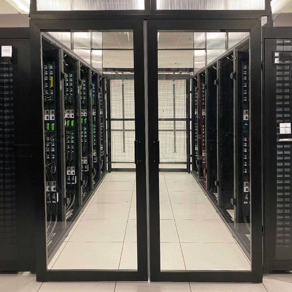 aisle containment system in data center with double doors