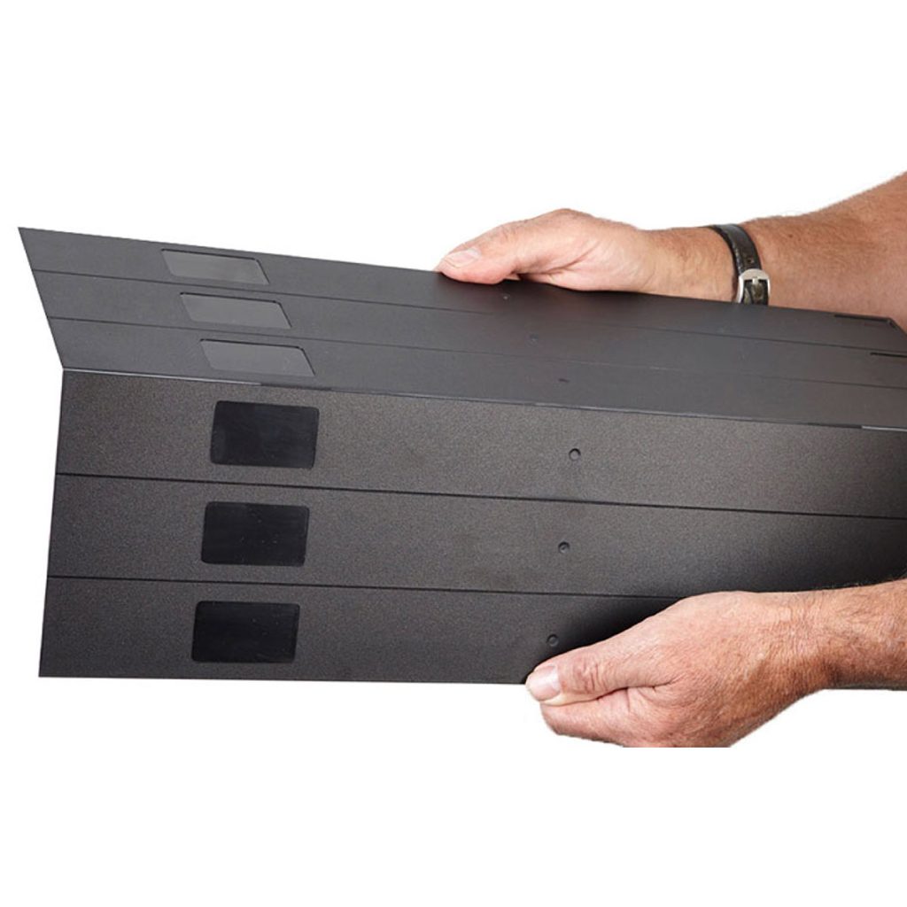 eziblank blanking panel being held by installer